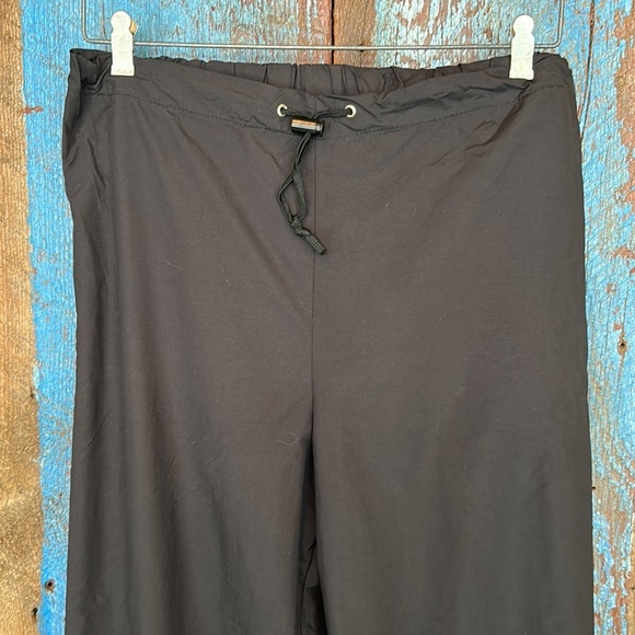 Burley Nylon Track Pants M Elastic Waist Zip and Reflector Cuffs Black - Picture 2 of 7